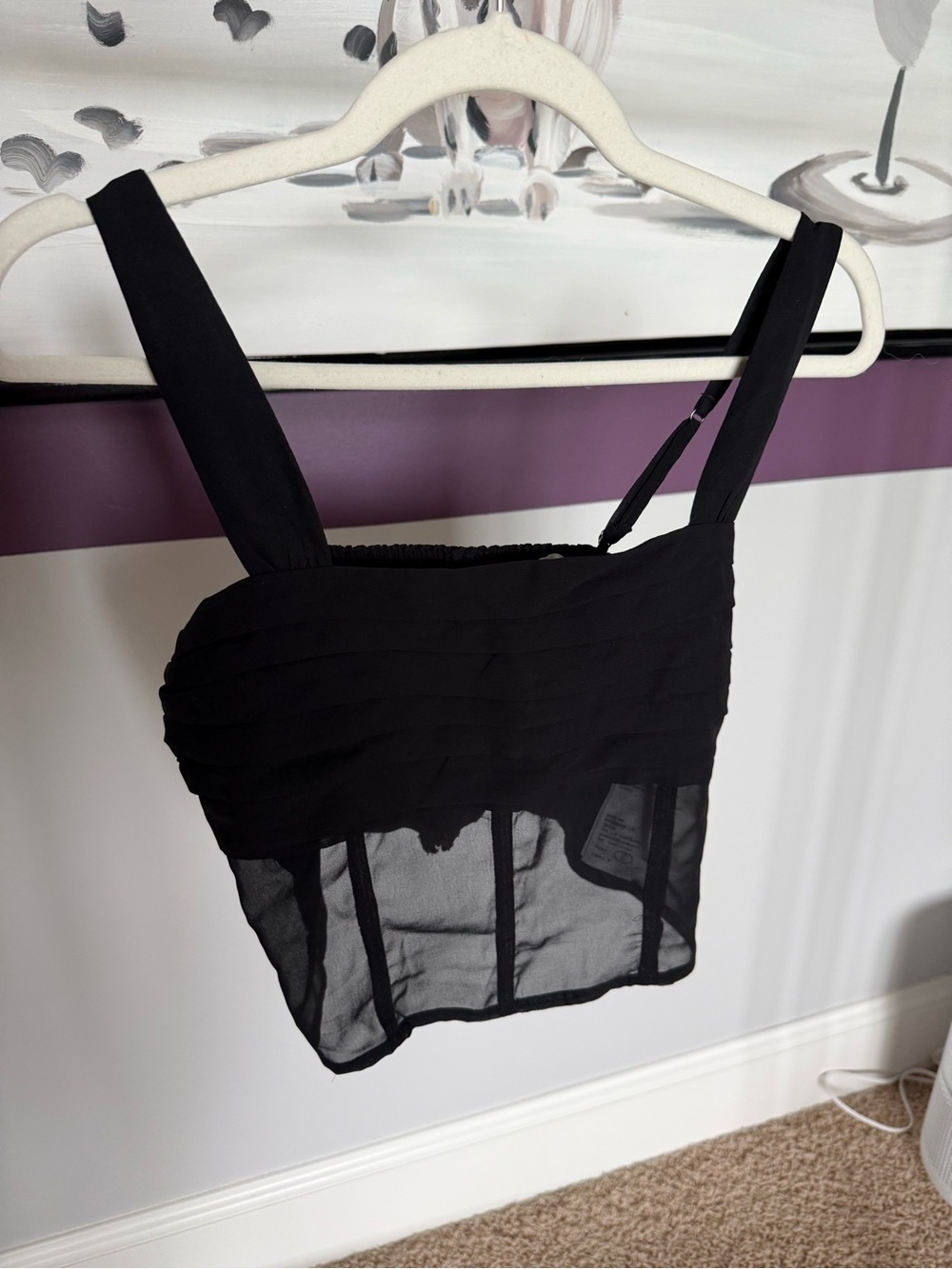 Abercrombie & Fitch Black Sheer-Panel Cropped Camisole